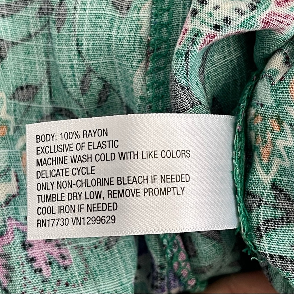 KNOX ROSE Womens Smocked Floral Maxi Dress Size XXL Green Tiered One Shoulder - Picture 10 of 11